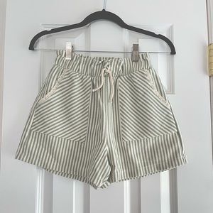 Girls Zara Striped Knit Shorts Crochet Detail